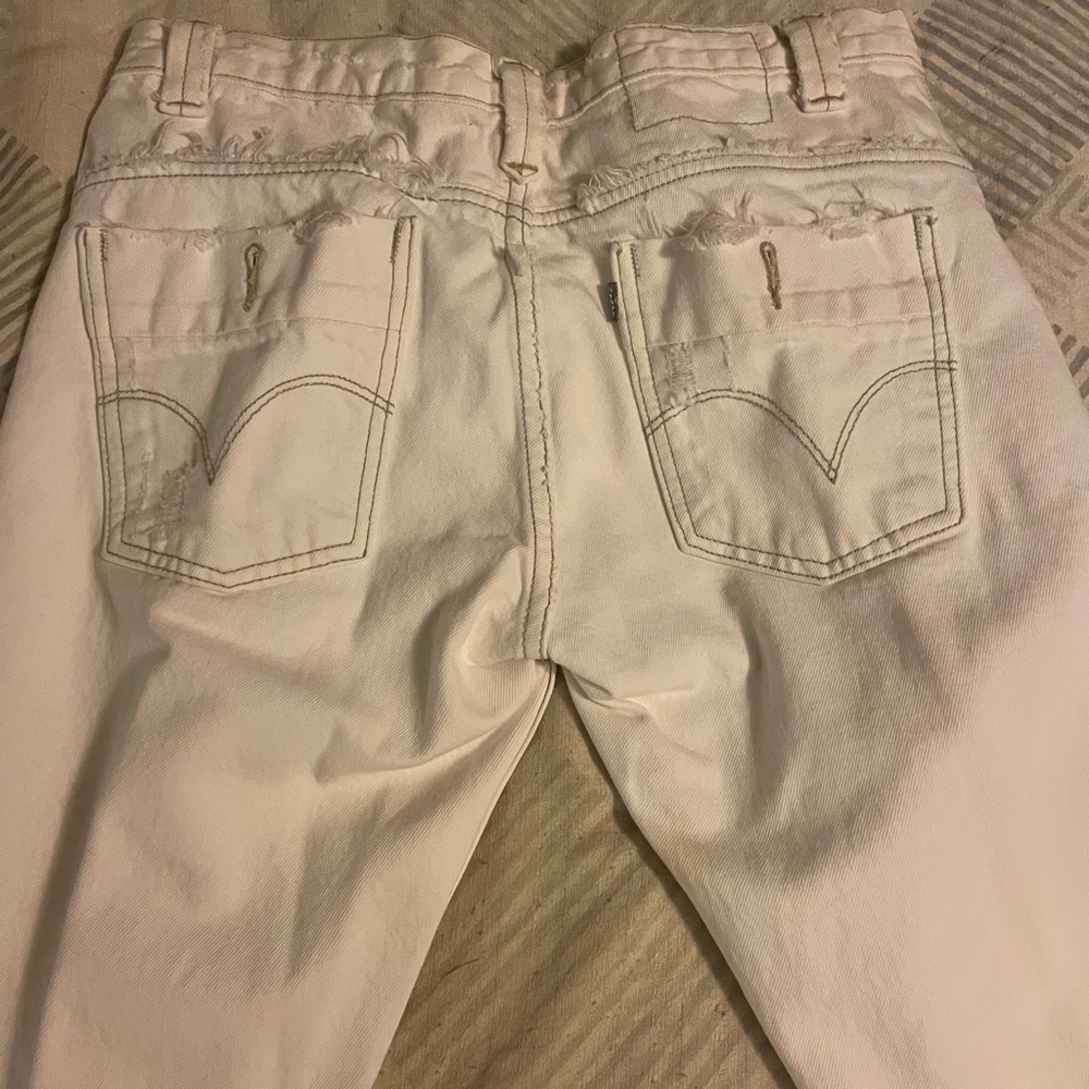 White silver tab Levi designer jeans